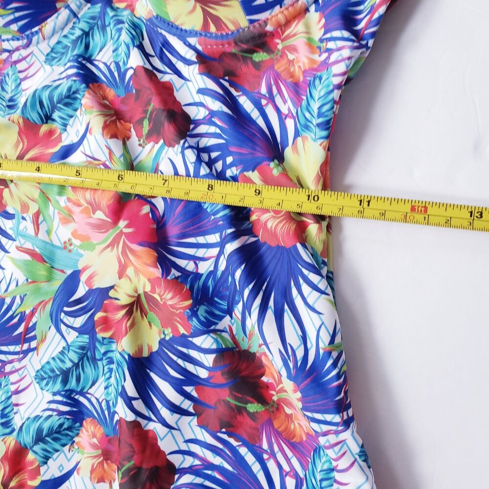 YMI Hawaiian Tropical Floral Racerback Push Up Cap One Piece Swimsuit - Picture 9 of 13